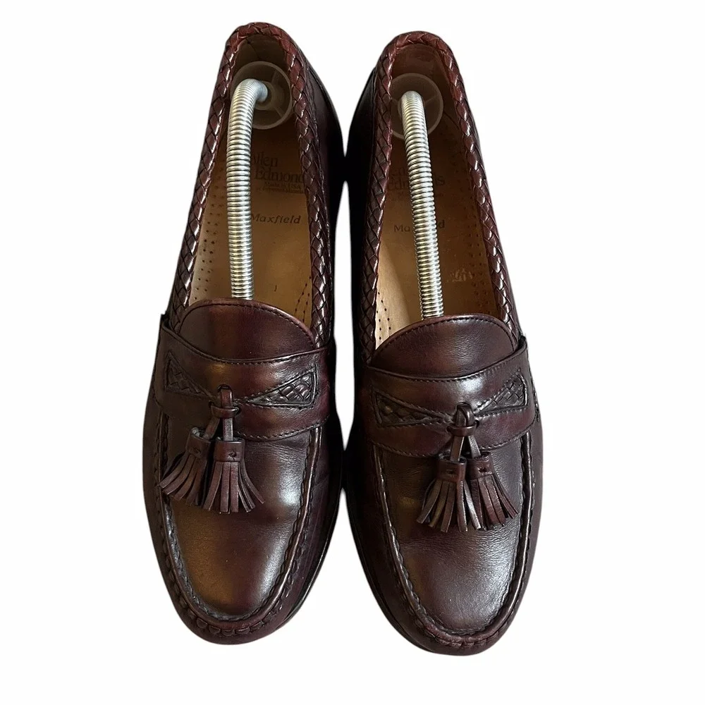 Allen Edmonds Maxfield Tassel Loafers Mens 10.5 D 47717 Dark Brown Red Leather
